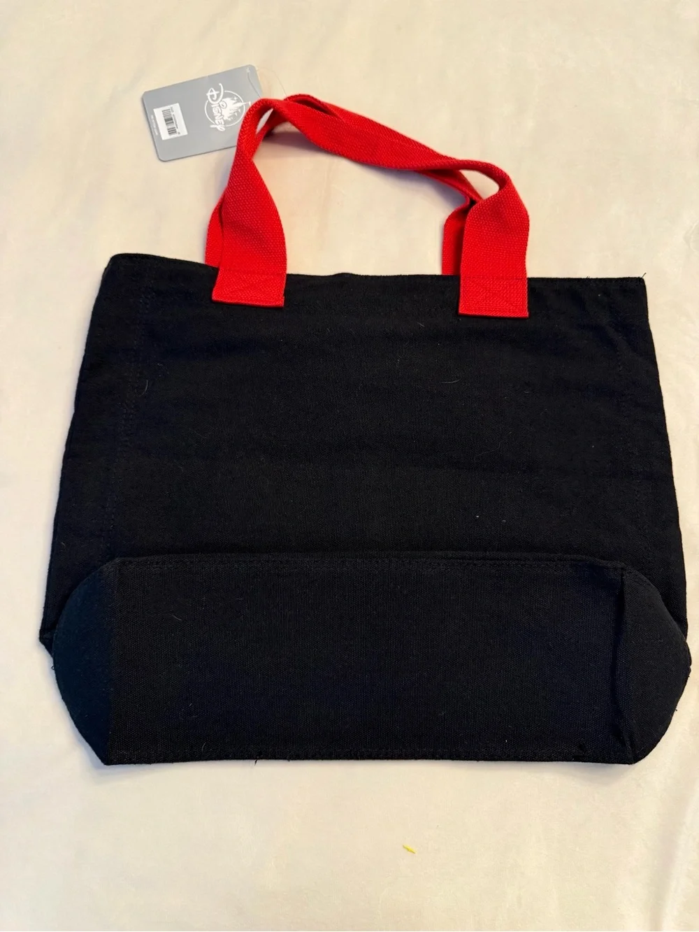 NWT! Disney Parks Black Embroidered Canvas Tote with Red Handles